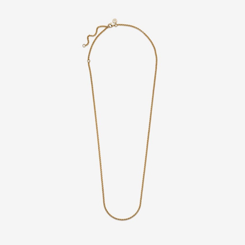 Gold Plated Pandora Rolo Chain Necklaces | 012-RTSEDX