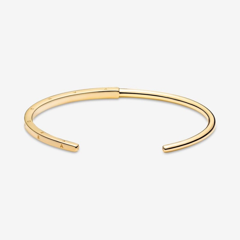 Gold Plated Pandora Signature I-D Open Bangle Bangles | 085-ZLEAUH