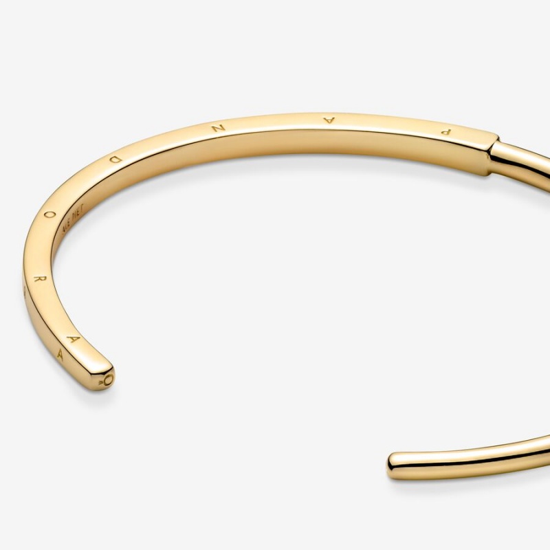 Gold Plated Pandora Signature I-D Open Bangle Bangles | 085-ZLEAUH