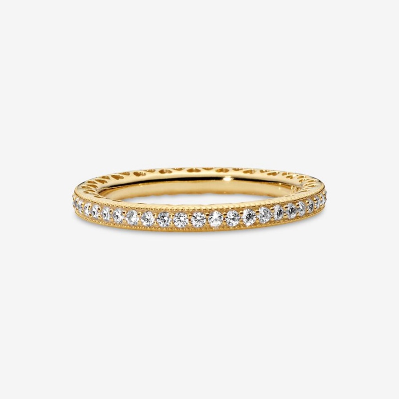 Gold Plated Pandora Sparkle Band Rings | 837-AYIBEF