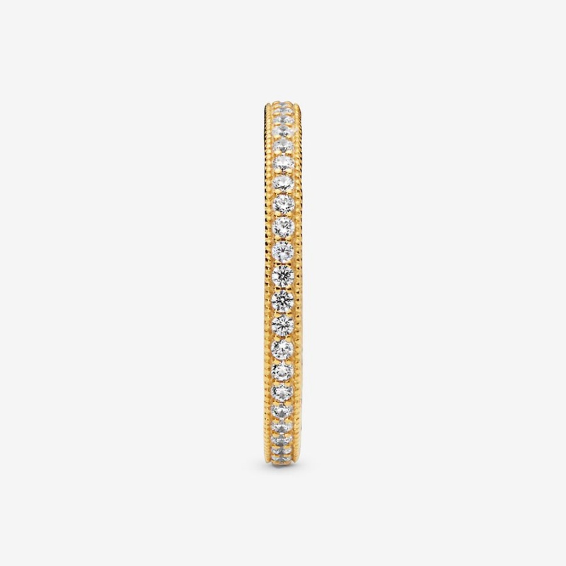 Gold Plated Pandora Sparkle Band Rings | 837-AYIBEF