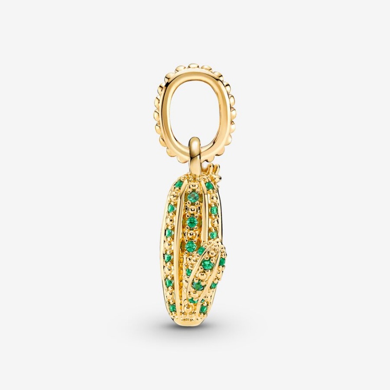 Gold Plated Pandora Sparkling Desert Cactus Pendants | 516-EJROBQ