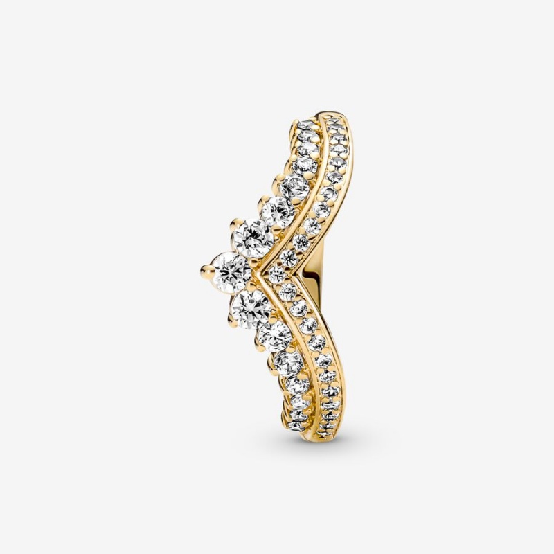 Gold Plated Pandora Timeless Wish Tiara Statement Rings | 486-VNTOFS