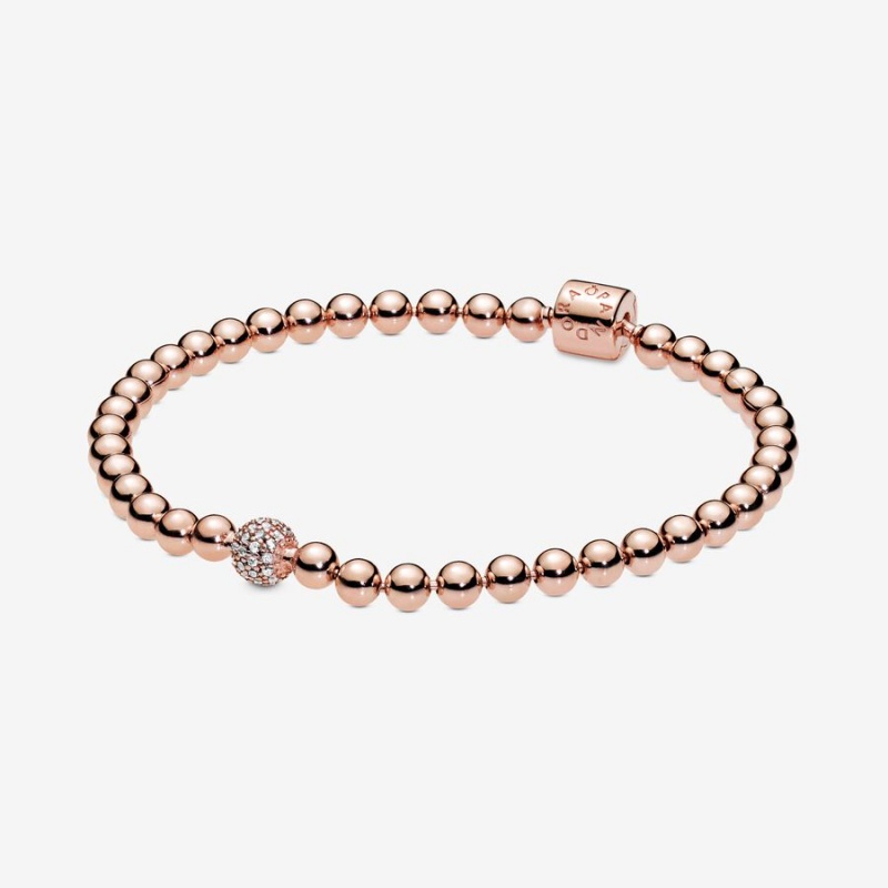 Rose Gold Plated Pandora Beads & Pavé Non-charm Bracelets | 619-JFXVPE