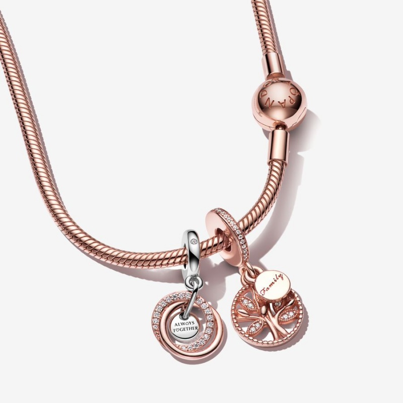 Rose Gold Plated Pandora Charm Holders | 081-UPQOSC