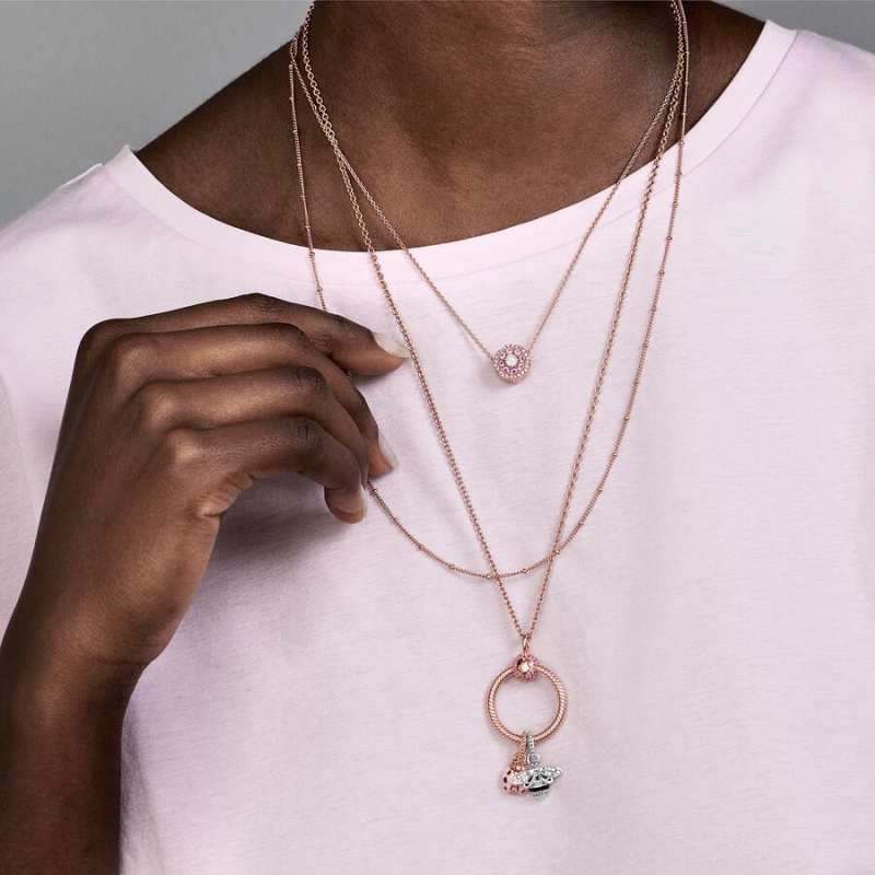 Rose Gold Plated Pandora Classic Cable Chain Necklaces | 137-CKGTEQ