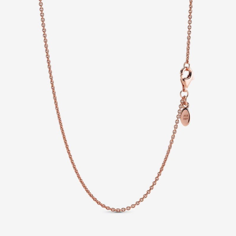 Rose Gold Plated Pandora Classic Cable Chain Necklaces | 137-CKGTEQ