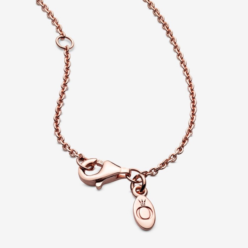 Rose Gold Plated Pandora Classic Cable Chain Necklaces | 137-CKGTEQ