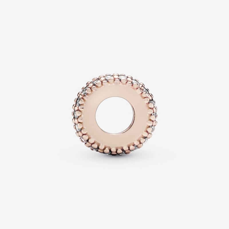 Rose Gold Plated Pandora Clear Sparkle Spacer Spacer Charms | 614-ULAJEM