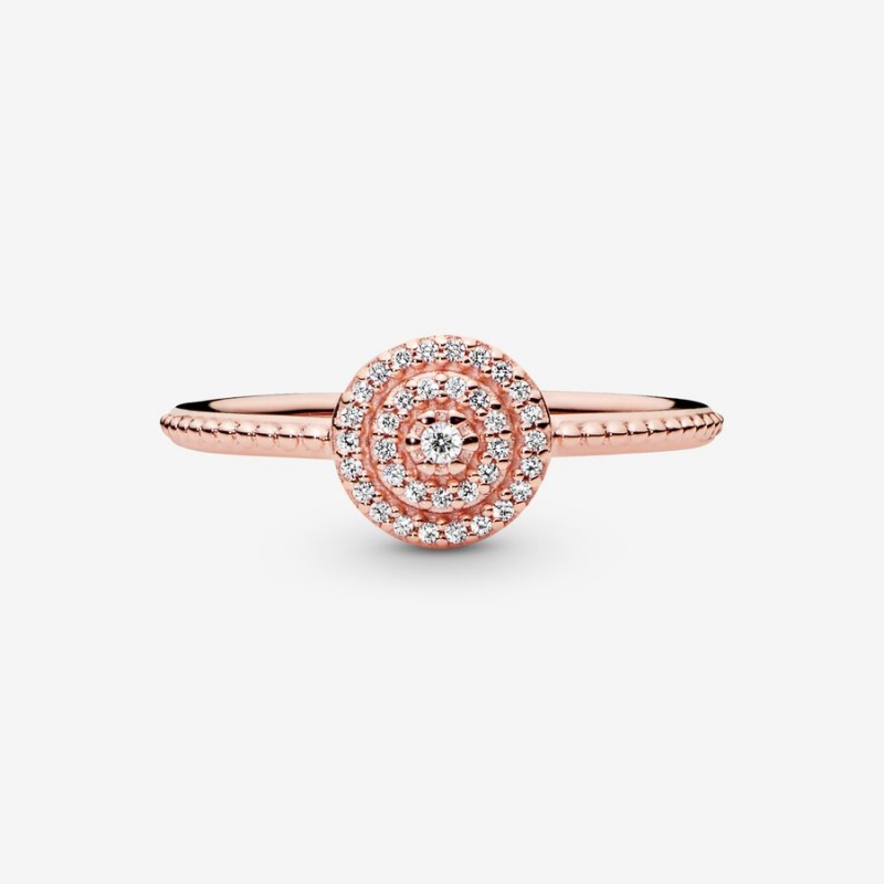 Rose Gold Plated Pandora Elegant Sparkle Statement Rings | 290-TSVFGZ