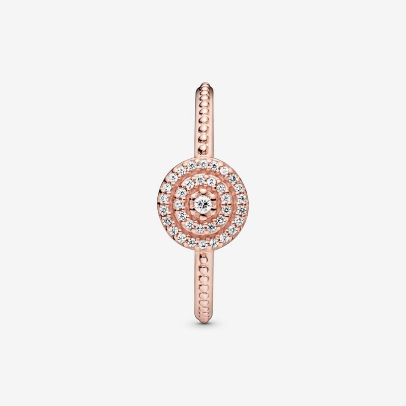 Rose Gold Plated Pandora Elegant Sparkle Statement Rings | 290-TSVFGZ