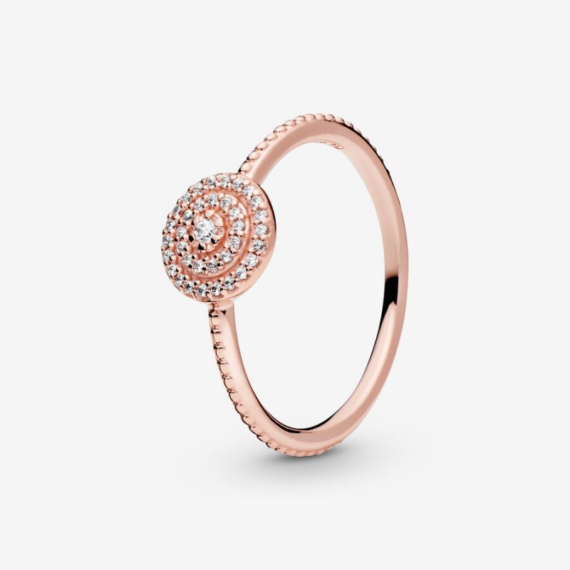 Rose Gold Plated Pandora Elegant Sparkle Statement Rings | 290-TSVFGZ