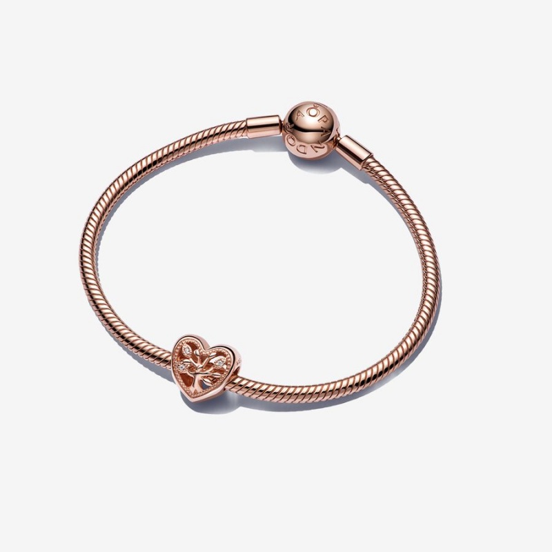 Rose Gold Plated Pandora Family Tree Heart Gift Set Charm Bracelets | 267-XMEWAJ