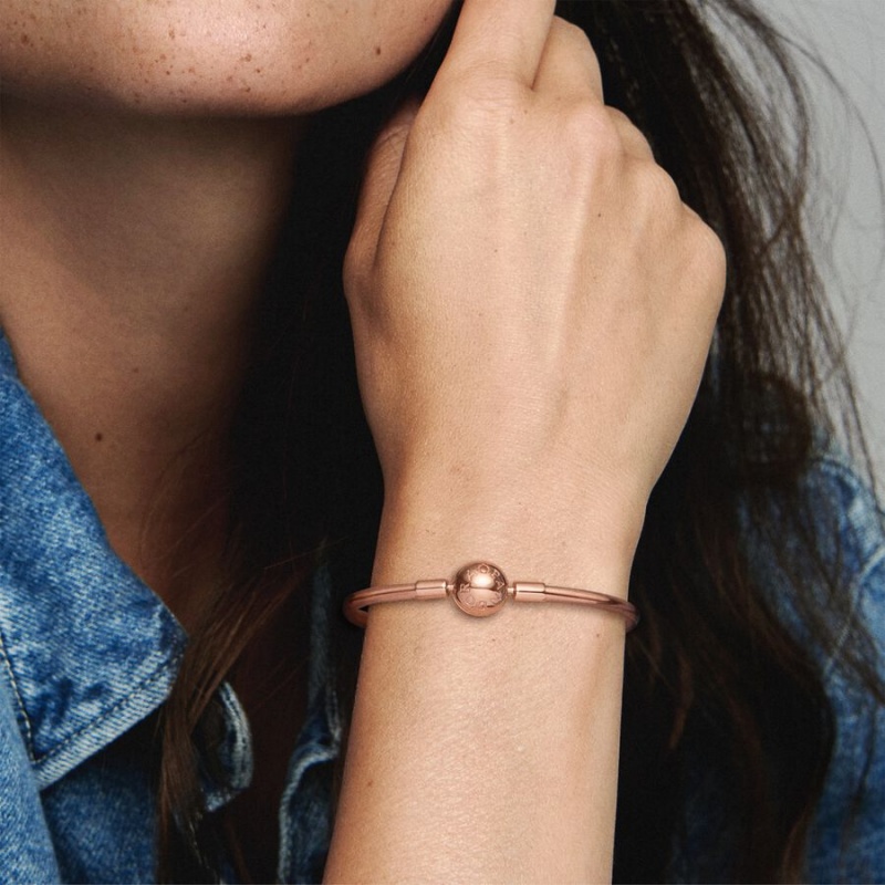 Rose Gold Plated Pandora Moments Bangle Bangles | 893-FIXROL