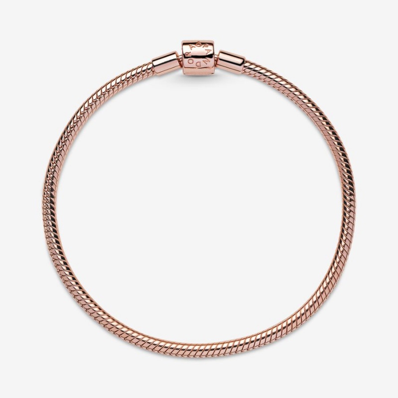 Rose Gold Plated Pandora Moments Barrel Clasp Snake Charm Holders | 205-RCMPEO