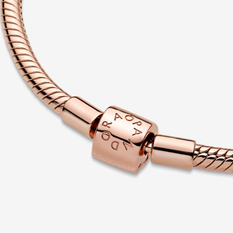 Rose Gold Plated Pandora Moments Barrel Clasp Snake Charm Holders | 205-RCMPEO