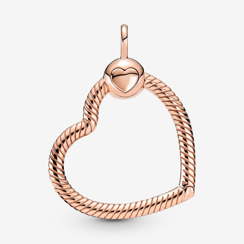 Rose Gold Plated Pandora Moments Heart Charm Holders | 194-OUTIKY