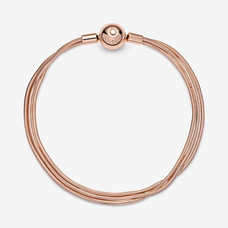 Rose Gold Plated Pandora Moments Multi Snake Chain Bracelets | 742-FIRLTG