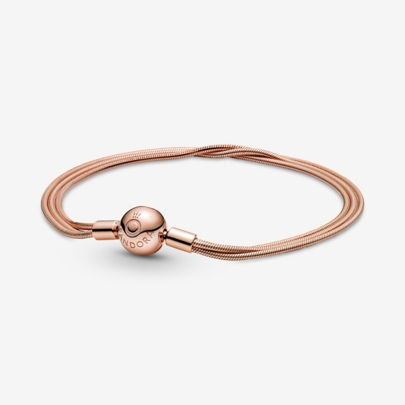 Rose Gold Plated Pandora Moments Multi Snake Chain Bracelets | 742-FIRLTG