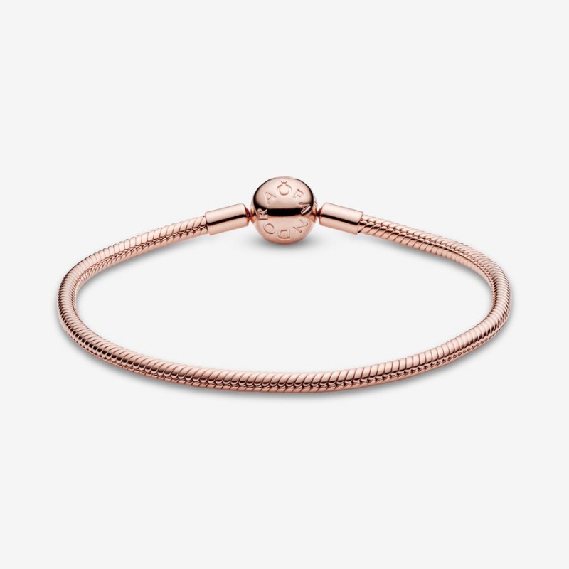 Rose Gold Plated Pandora Moments Snake Charm Bracelets | 092-TCINJF