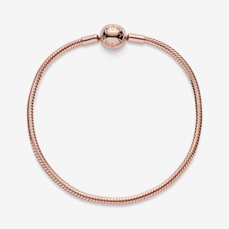 Rose Gold Plated Pandora Moments Snake Charm Bracelets | 092-TCINJF