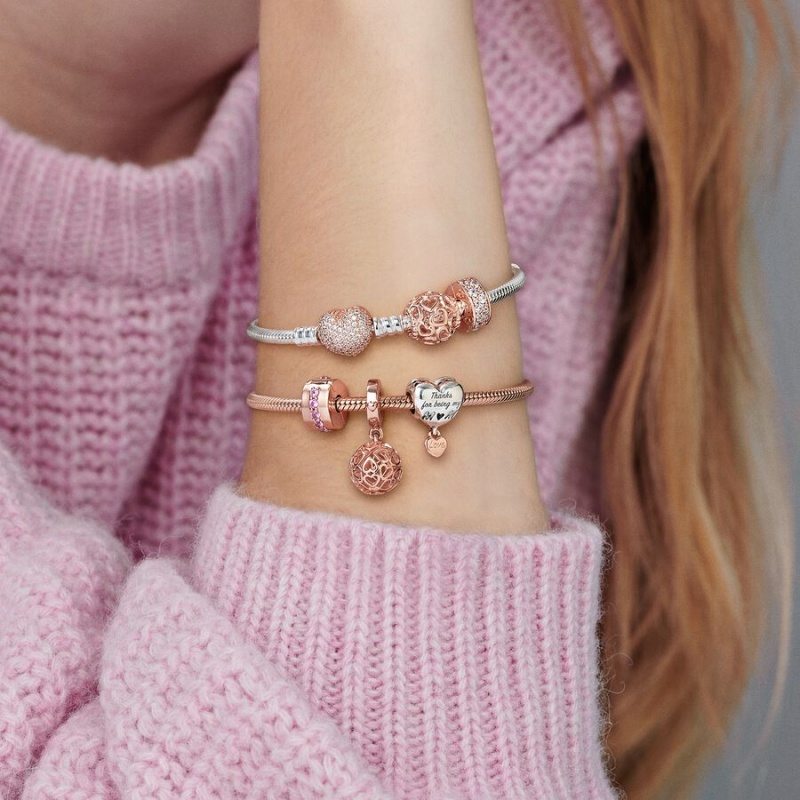 Rose Gold Plated Pandora Moments Snake Charm Holders | 057-INHVAU