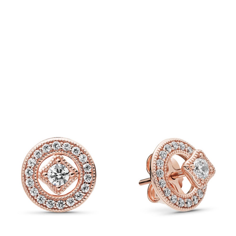 Rose Gold Plated Pandora Necklace & Earring Sets | 651-ABCRNG