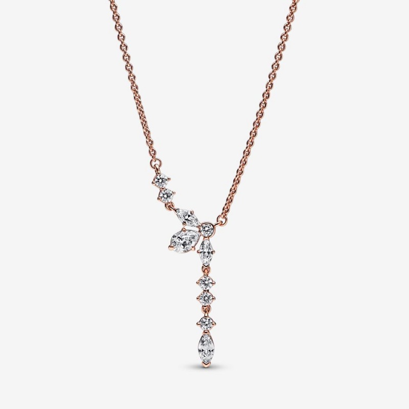 Rose Gold Plated Pandora Necklace & Earring Sets | 127-HWRMQD