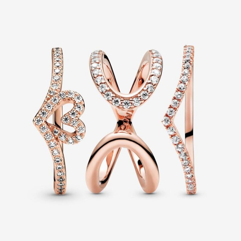 Rose Gold Plated Pandora Pandora ME Pavé Pinky Rings | 631-NMUKSF