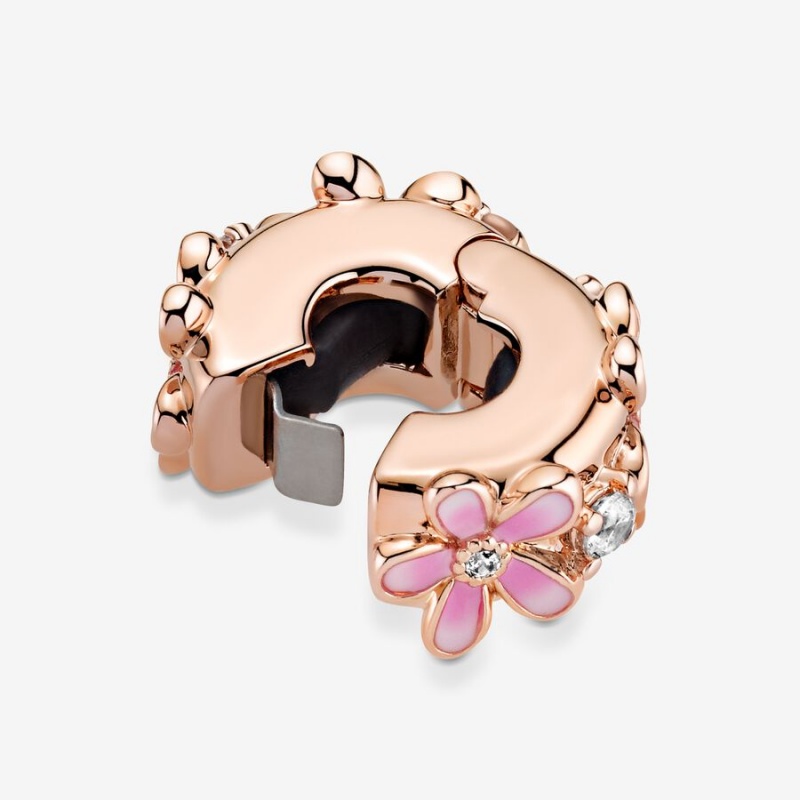 Rose Gold Plated Pandora Pink Daisy Spacer Clip Clips | 962-QBRSTI