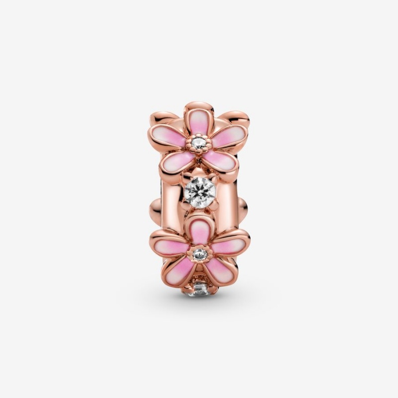 Rose Gold Plated Pandora Pink Daisy Spacer Clip Clips | 962-QBRSTI