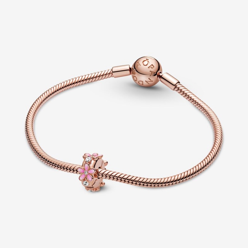 Rose Gold Plated Pandora Pink Daisy Spacer Clip Clips | 962-QBRSTI