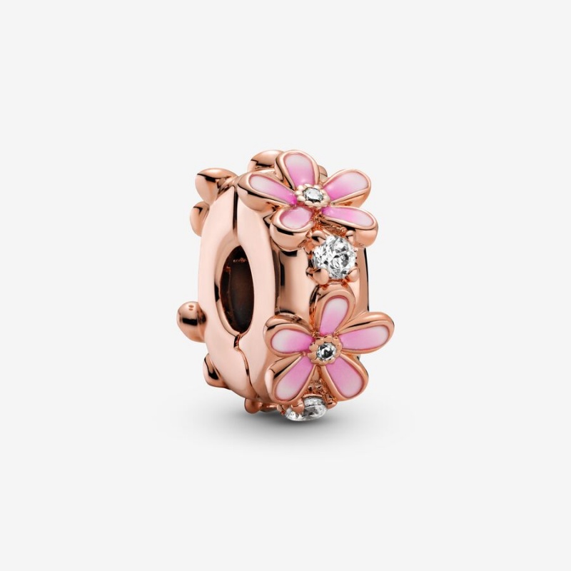 Rose Gold Plated Pandora Pink Daisy Spacer Clip Clips | 962-QBRSTI