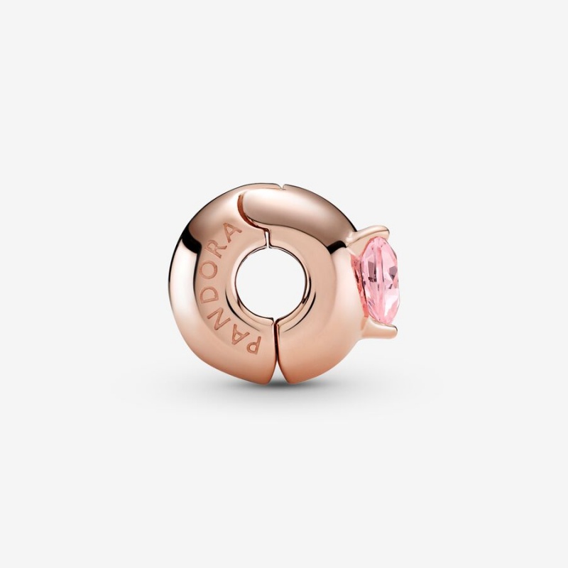 Rose Gold Plated Pandora Pink Heart Solitaire Clip Clips | 807-KFWPXM