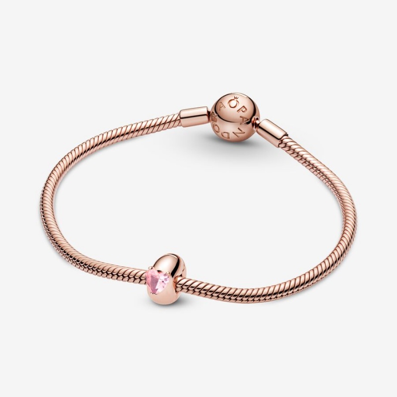 Rose Gold Plated Pandora Pink Heart Solitaire Clip Clips | 807-KFWPXM