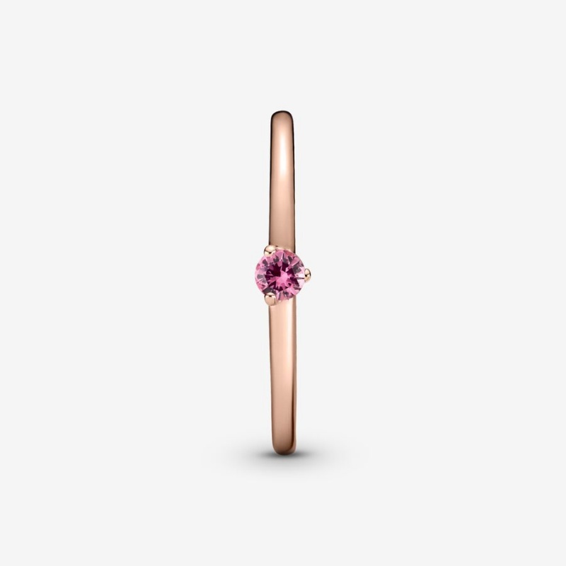 Rose Gold Plated Pandora Pink Solitaire Halo & Solitaire Rings | 937-IAFRYS