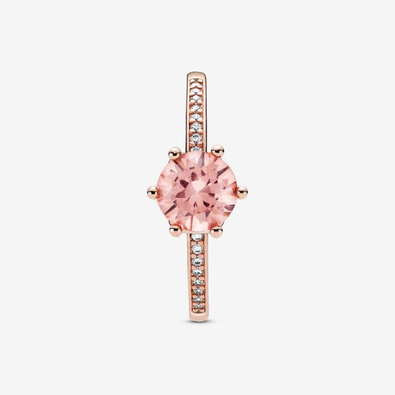 Rose Gold Plated Pandora Pink Sparkling Crown Solitaire Halo & Solitaire Rings | 015-EJPICZ