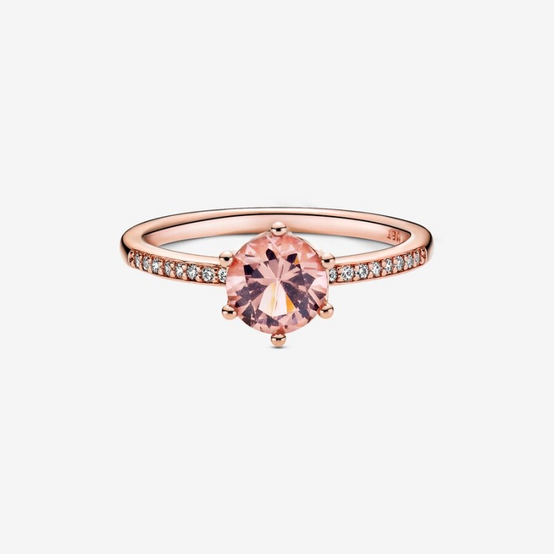 Rose Gold Plated Pandora Pink Sparkling Crown Solitaire Halo & Solitaire Rings | 015-EJPICZ