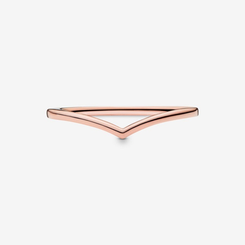 Rose Gold Plated Pandora Polished Wishbone Stackable Rings | 109-SZYEXT