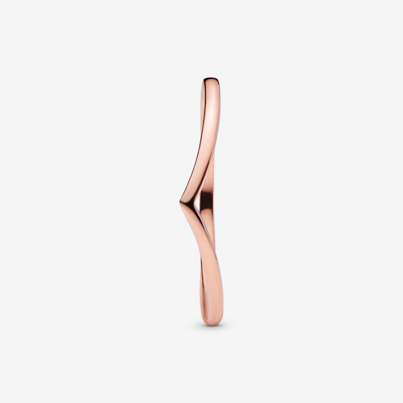 Rose Gold Plated Pandora Polished Wishbone Stackable Rings | 109-SZYEXT