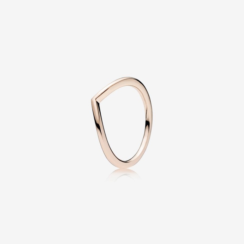 Rose Gold Plated Pandora Polished Wishbone Stackable Rings | 109-SZYEXT