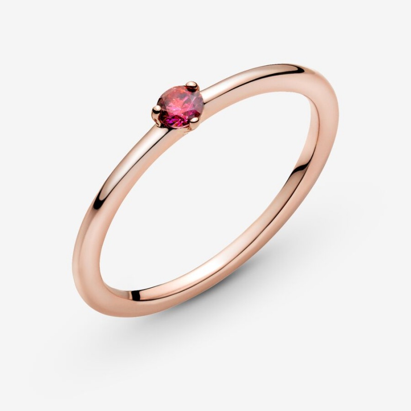 Rose Gold Plated Pandora Red Solitaire Halo & Solitaire Rings | 562-CPGSNQ