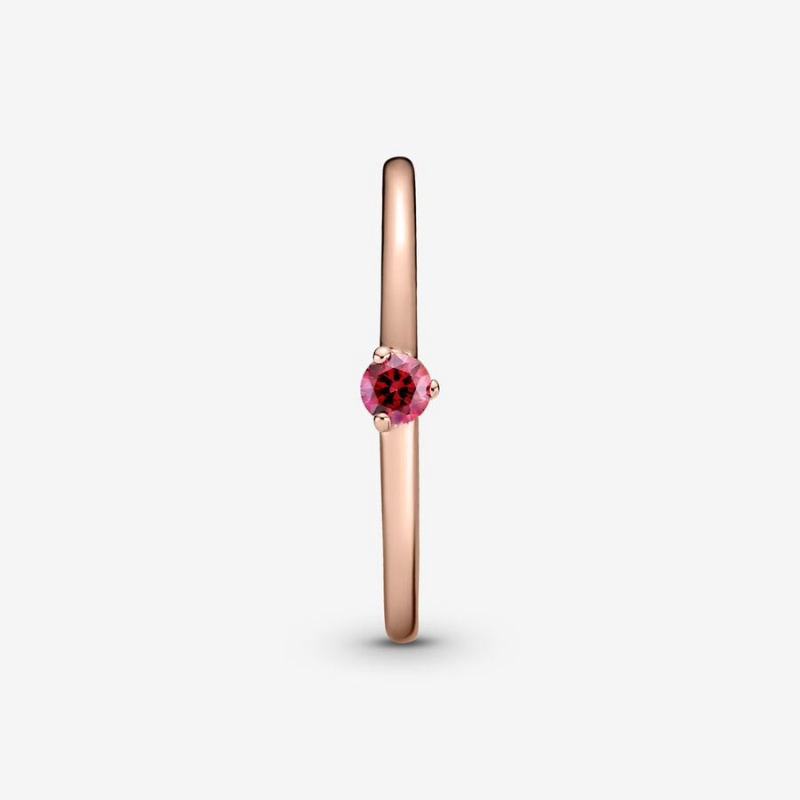 Rose Gold Plated Pandora Red Solitaire Halo & Solitaire Rings | 562-CPGSNQ