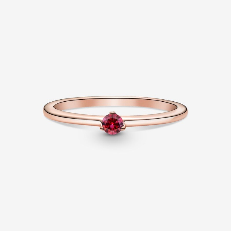 Rose Gold Plated Pandora Red Solitaire Halo & Solitaire Rings | 562-CPGSNQ