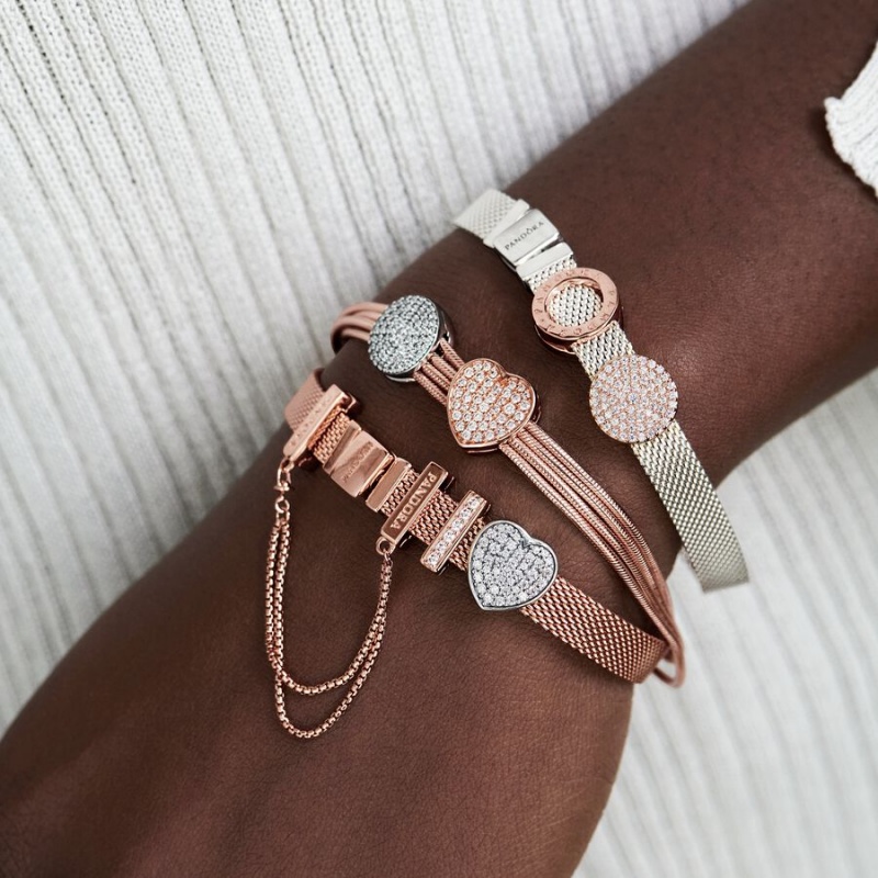 Rose Gold Plated Pandora Reflexions™ Mesh Charm Bracelets | 702-KTSPMG