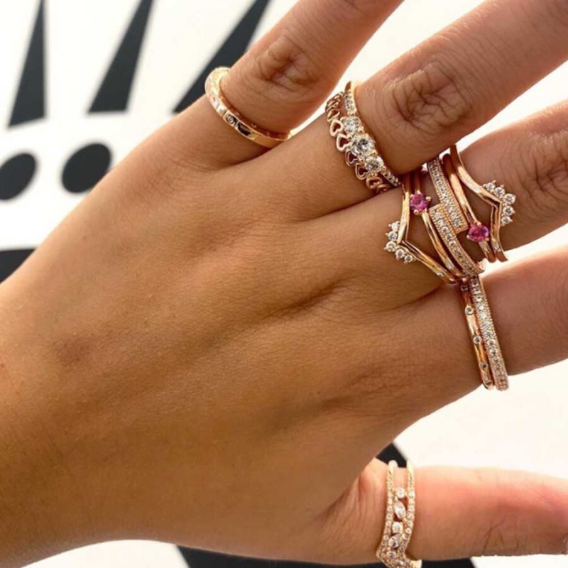 Rose Gold Plated Pandora Ring Sets | 296-LKIYPZ