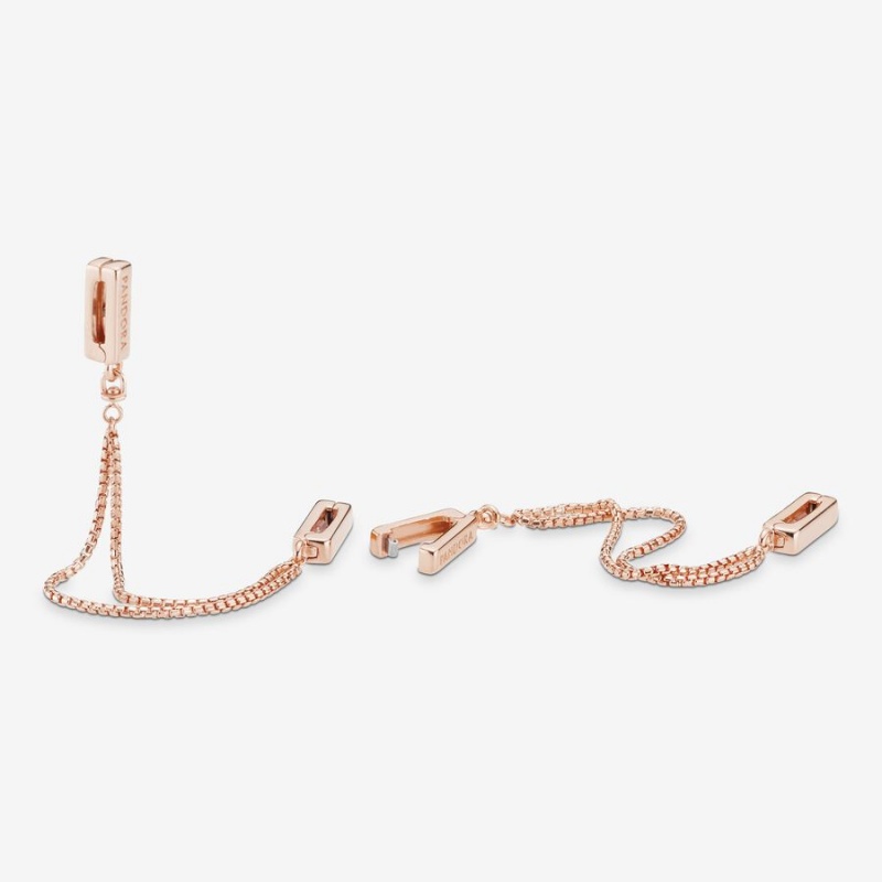 Rose Gold Plated Pandora Safety Clip Safety Chains | 630-JMABRK