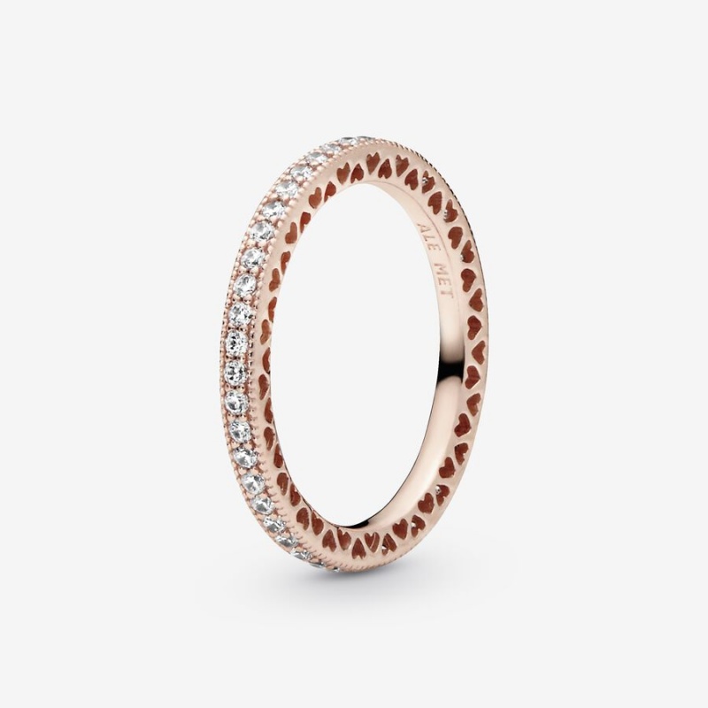 Rose Gold Plated Pandora Sparkle Band Rings | 053-DINYLB