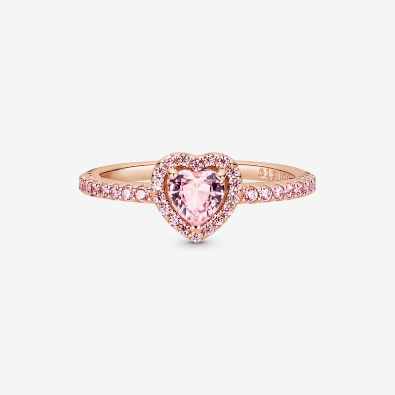 Rose Gold Plated Pandora Sparkling Elevated Heart & Promise Rings | 897-JUCTLV