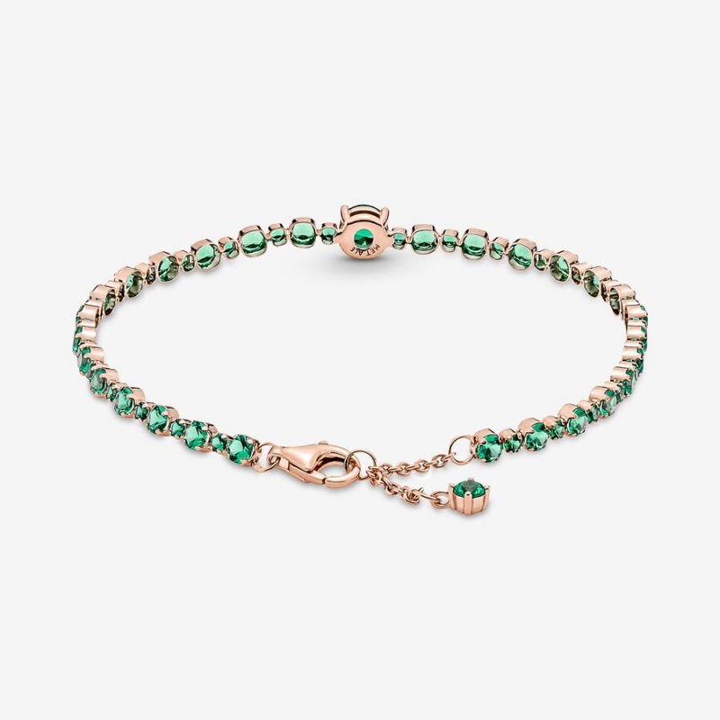 Rose Gold Plated Pandora Sparkling Pavé Tennis Non-charm Bracelets | 689-BNQTXK